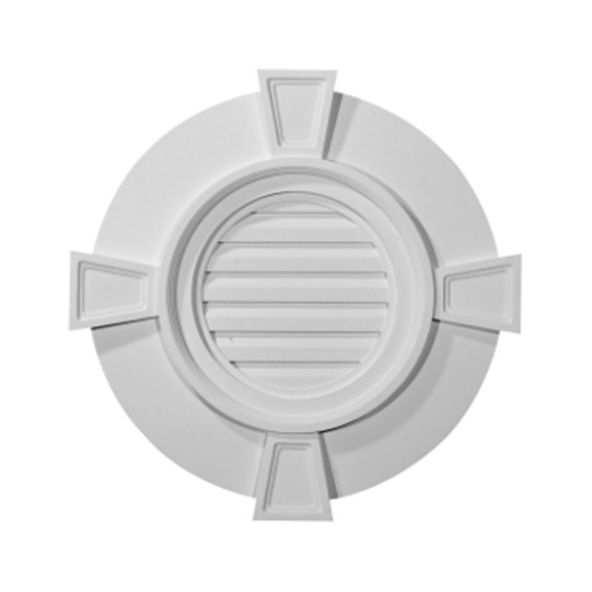 22in.W x 22in.H x 2 1/8in.P Round Gable Vent with Keystones, Functional